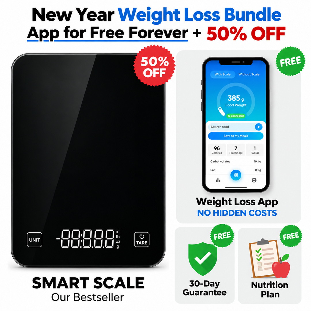 Digital Kitchen Scale with App Connectivity | Barcode Scanner & Photo Recognition | Real-Time Calorie & Nutrient Tracking