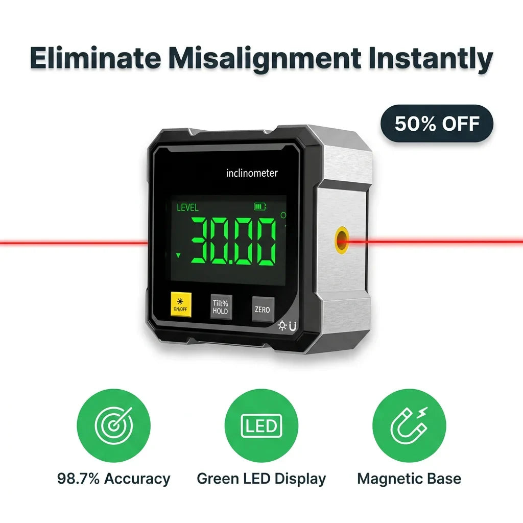 Digital Laser Level with Magnetic Base | 5.6 cm Compact Design | Hands-Free Laser Guided Precision for Cabinetry & Tiling
