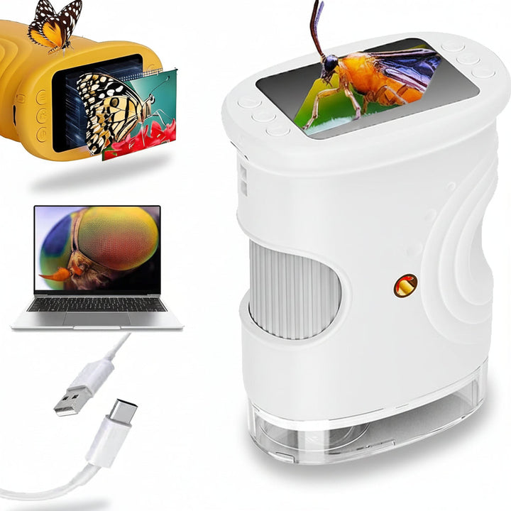 Digital Microscope Handheld | 1000x Magnification with Adjustable LED Light | Built-In Screen for Live Viewing