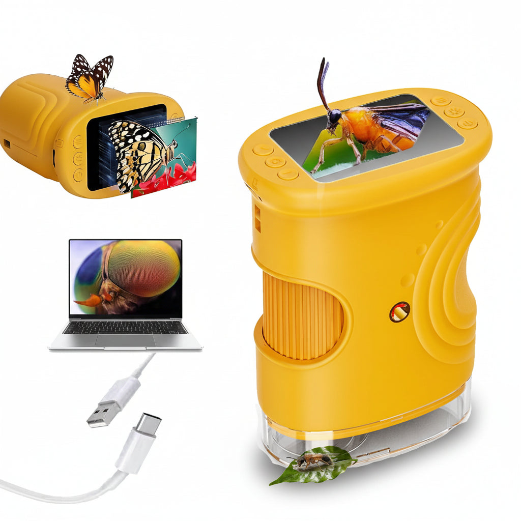 Digital Microscope Handheld | 1000x Magnification with Adjustable LED Light | Built-In Screen for Live Viewing