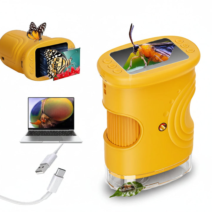 Digital Microscope Handheld | 1000x Magnification with Adjustable LED Light | Built-In Screen for Live Viewing