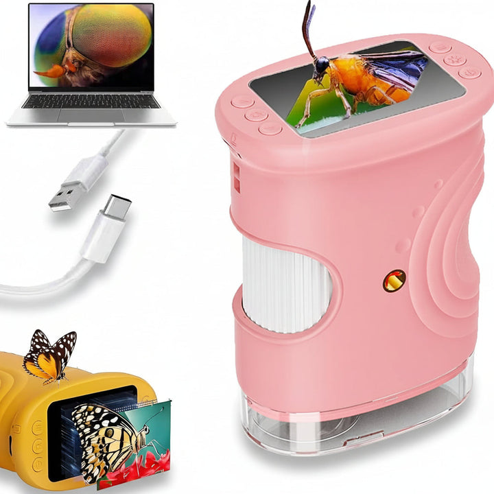 Digital Microscope Handheld | 1000x Magnification with Adjustable LED Light | Built-In Screen for Live Viewing