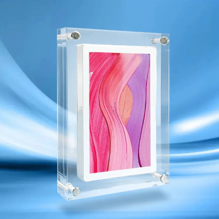 Digital Photo Frame Acrylic Block | IPS Screen, Portrait or Landscape, 5 or 7 Inch | Freestanding, Magnetic Corners