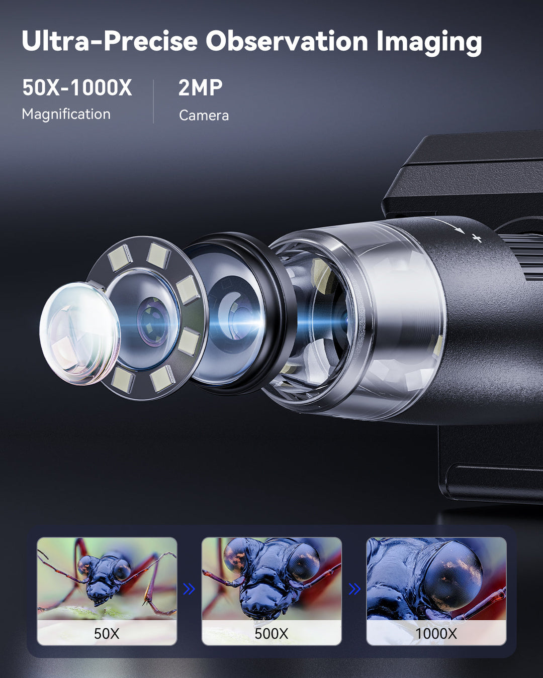 Digital Soldering Microscope 50X-1000X 1080P LED Zoom