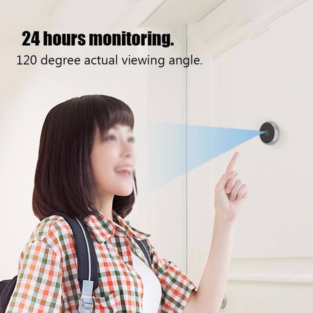 Digital Video Doorbell Peephole Viewer | 120-Degree Wide-Angle HD Camera Sensor | Wireless Tool-Free 3-Minute Install