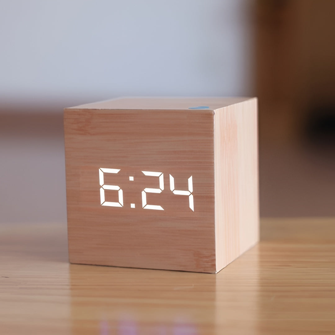 Digital Alarm Clock LED Display | Time, Date &amp; Temperature Desk Clock | Adjustable Brightness, USB or Battery Power 7