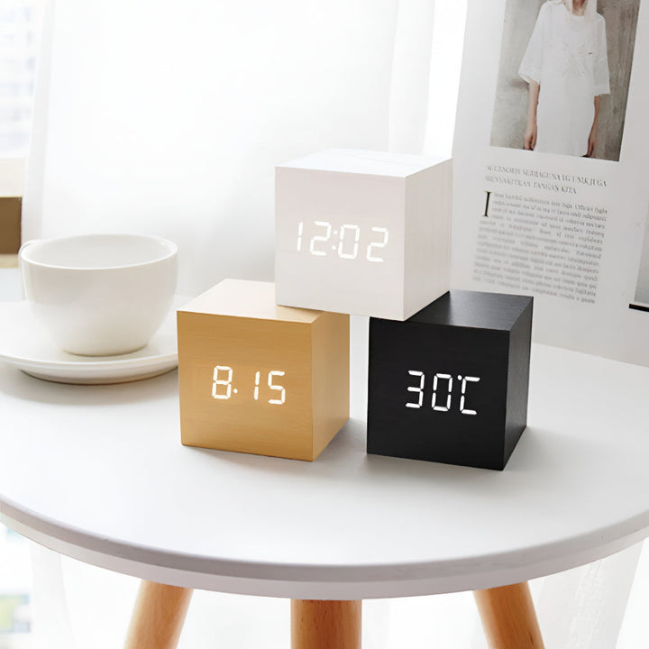 Digital Alarm Clock LED Display | Time, Date &amp; Temperature Desk Clock | Adjustable Brightness, USB or Battery Power 1