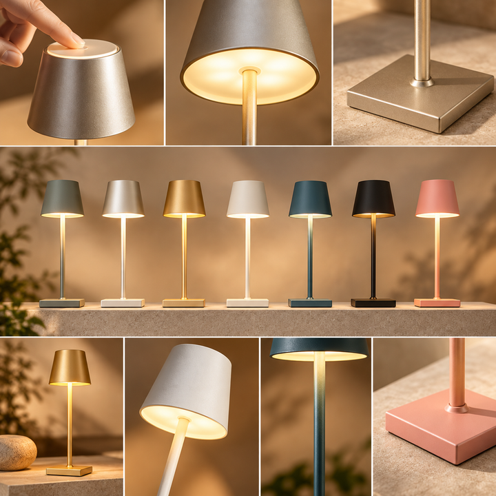 Dimmable LED Table Lamp Metal Base | Wireless Touch Control | Cordless Rechargeable Lighting for Indoor and Outdoor Use 10