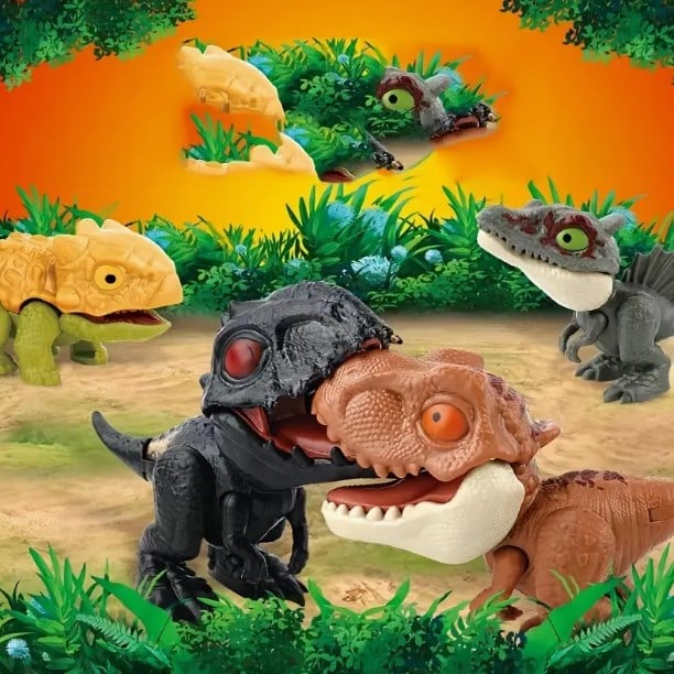 Dinosaur Toy Finger Puppet Bite-Ready Rounded Edges with Movable Tail