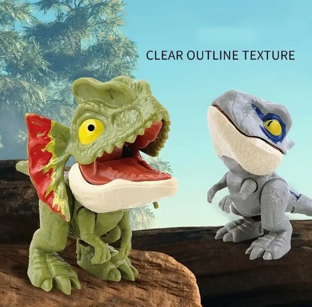 Dinosaur Toy Finger Puppet Bite-Ready Rounded Edges with Movable Tail