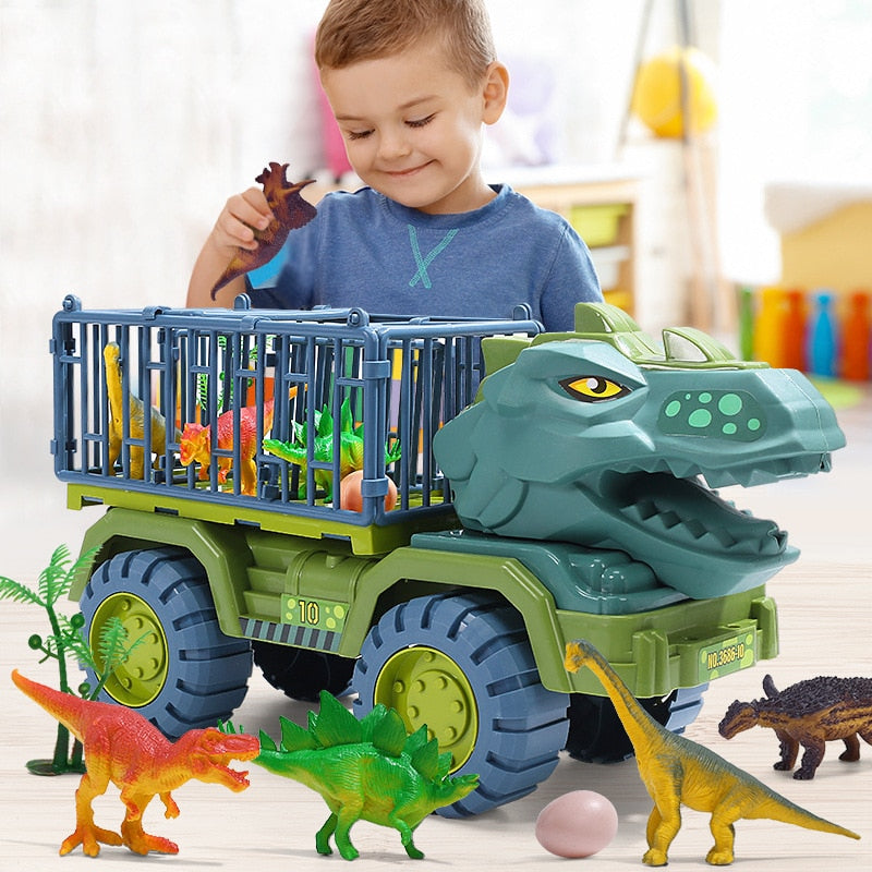 Dinosaur Truck Toy Play Set with Sturdy Plastic Build | Includes Dinosaur Figures & Accessories | Encourages Imaginative Play