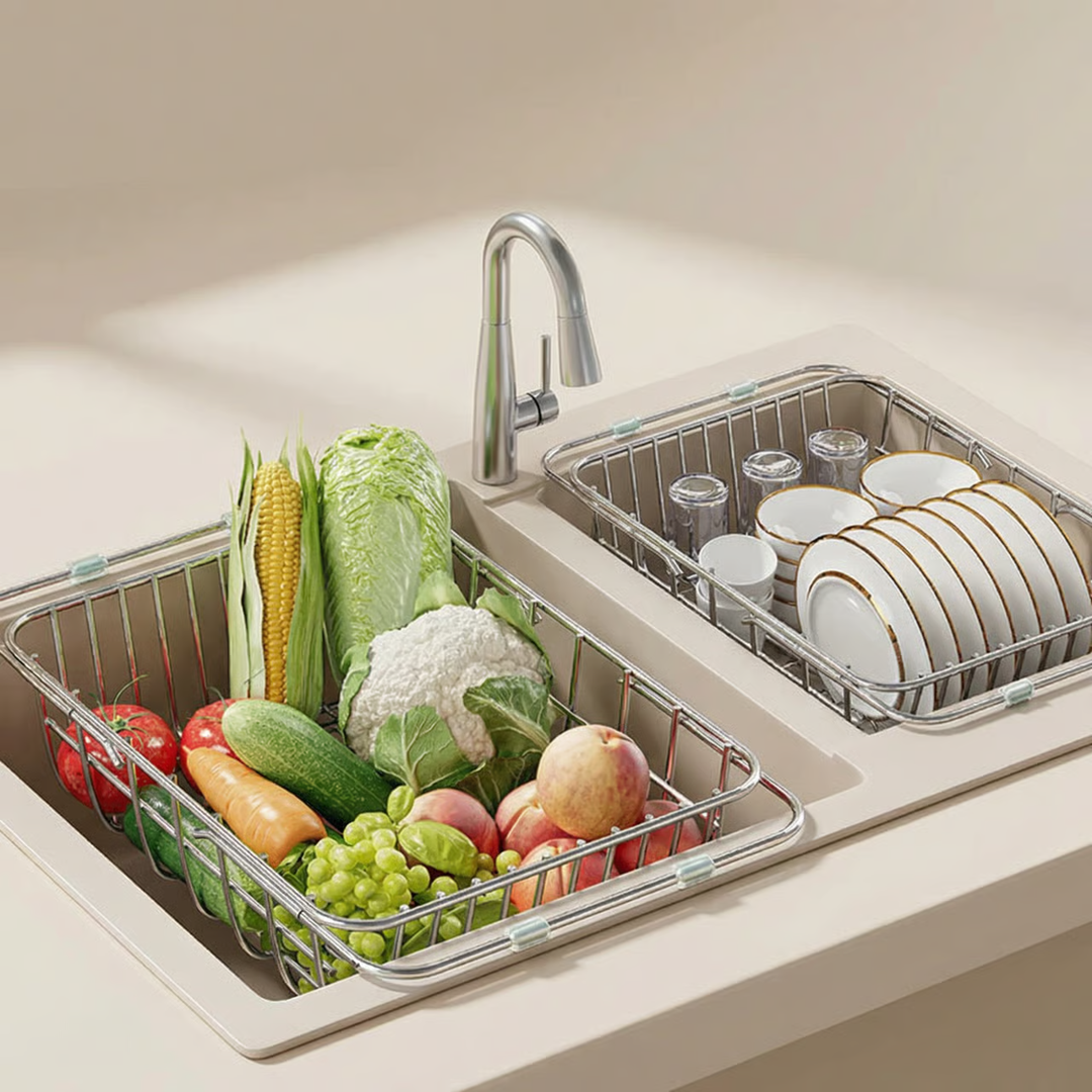 Dish Drainer Sink Rack | Extending Arms And An Open Base