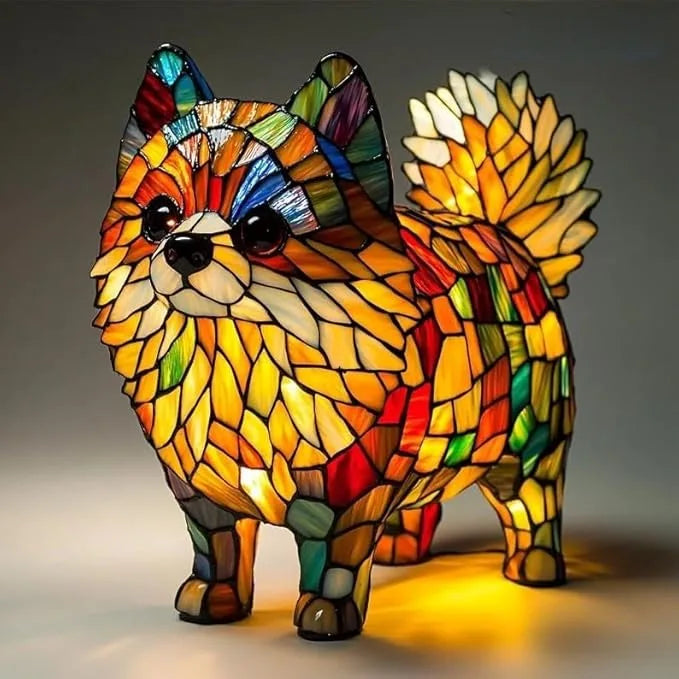 Dog Decorative Table Lamp | Colourful Fantasy Design | Warm Ambient Glow for Bedside, Desk or Shelf Display in Any Room