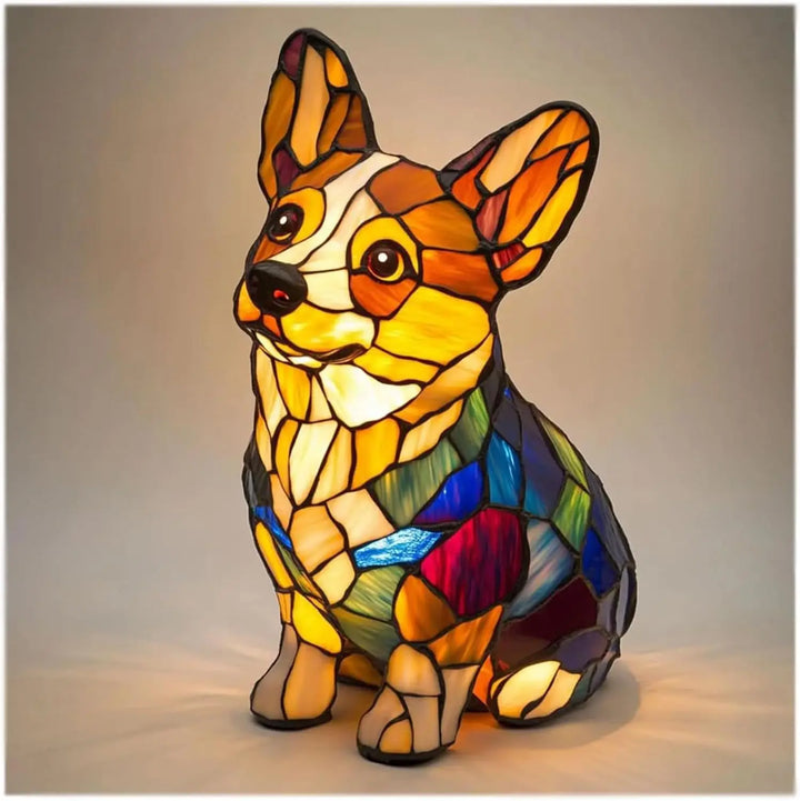 Dog Decorative Table Lamp | Colourful Fantasy Design | Warm Ambient Glow for Bedside, Desk or Shelf Display in Any Room