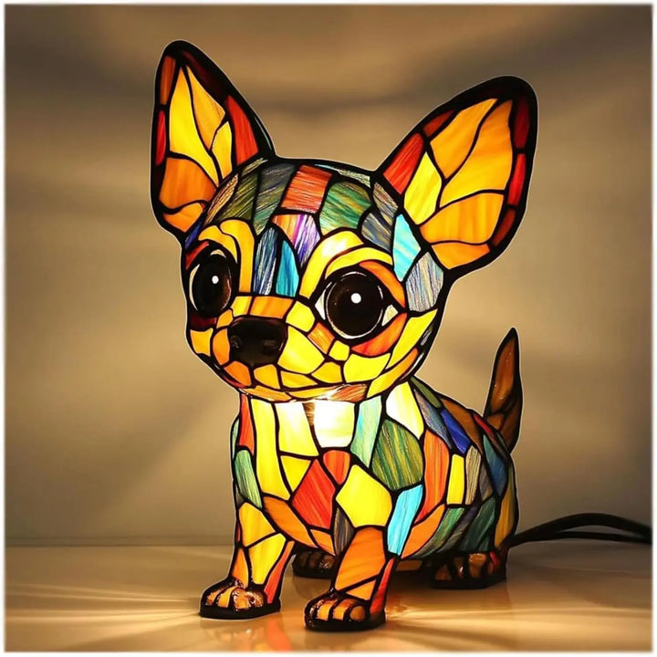 Dog Decorative Table Lamp | Colourful Fantasy Design | Warm Ambient Glow for Bedside, Desk or Shelf Display in Any Room