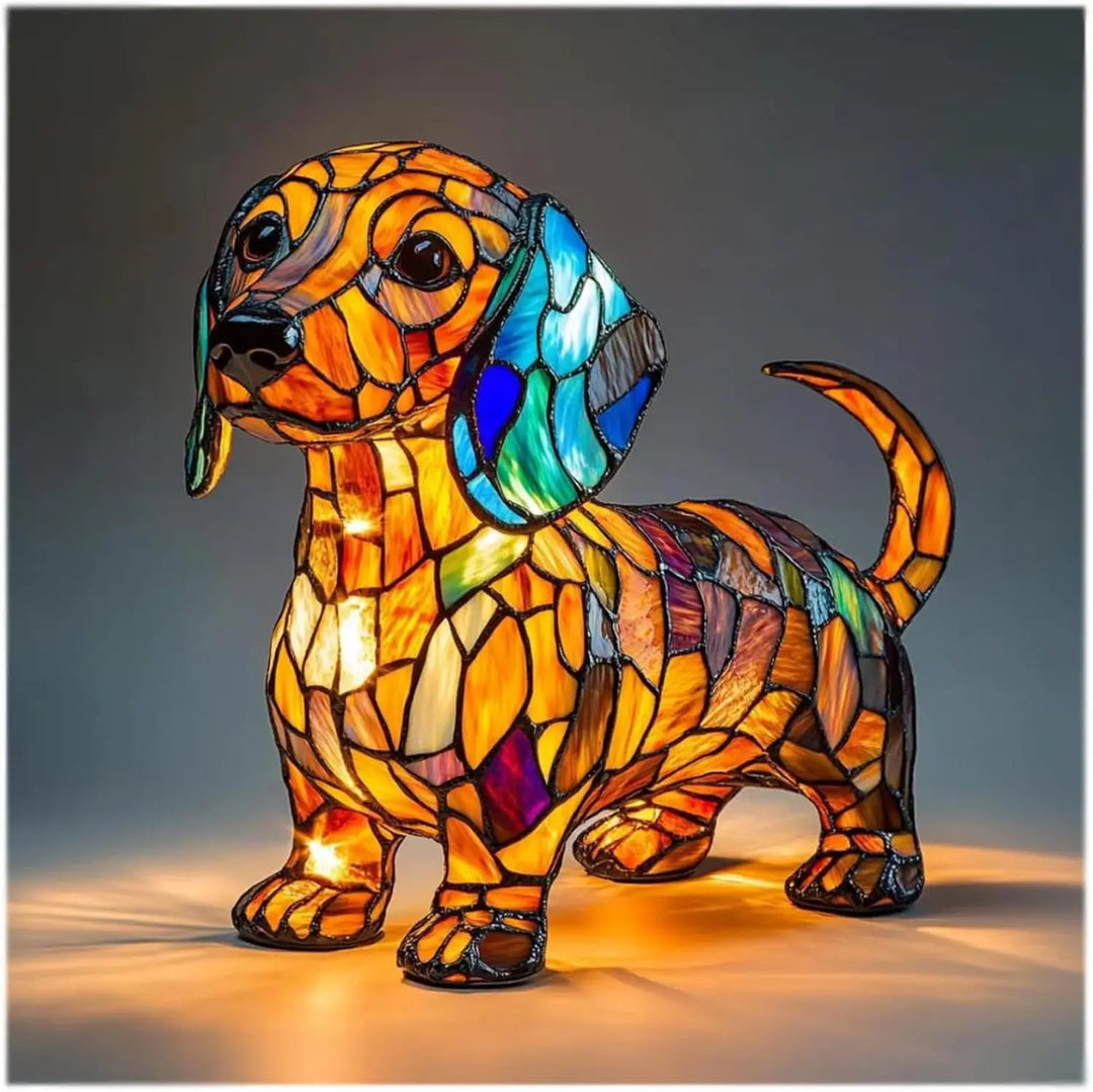 Dog Decorative Table Lamp | Colourful Fantasy Design | Warm Ambient Glow for Bedside, Desk or Shelf Display in Any Room