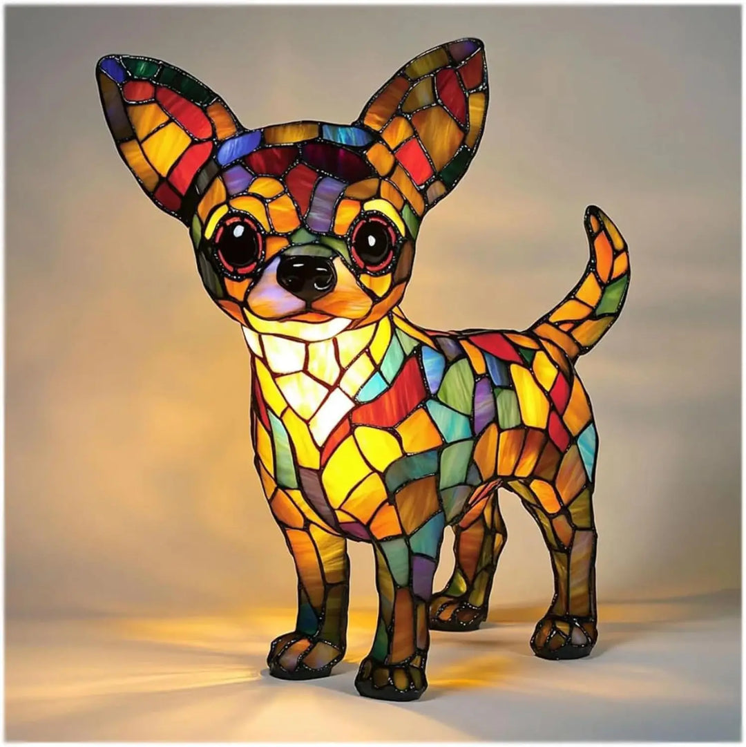Dog Decorative Table Lamp | Colourful Fantasy Design | Warm Ambient Glow for Bedside, Desk or Shelf Display in Any Room