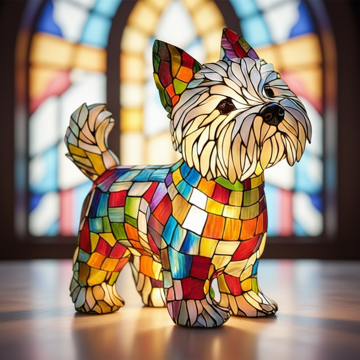 Dog Shape Stained Glass Table Lamp LED USB Night Light