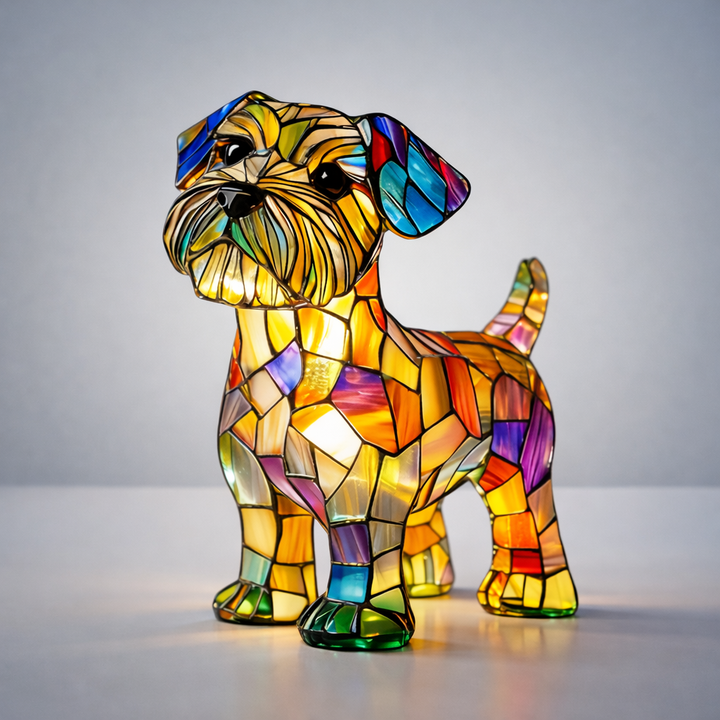 Dog Shape Stained Glass Table Lamp LED USB Night Light