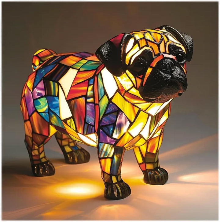 Dog Shape Stained Glass Table Lamp LED USB Night Light