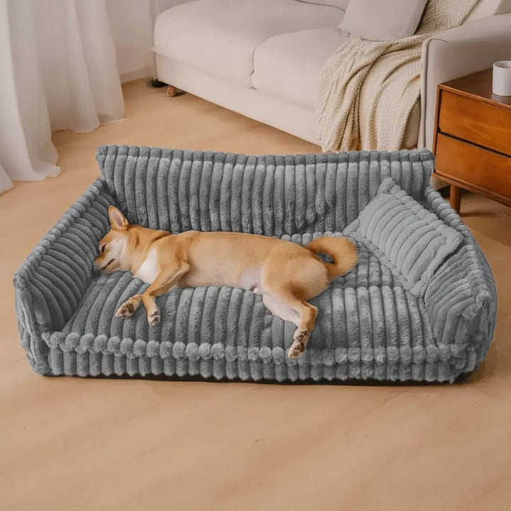 Dog Sofa Bed Washable Cover | Raised Bolster Sides &amp; Thick Padded Base | Orthopedic Support for All Dog Breeds and Sizes