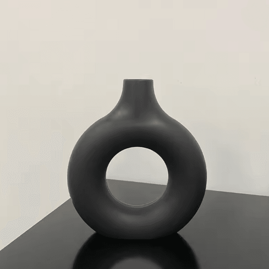 Donut Flower Vase Circle Shaped Matte Plastic with Sculptural Design