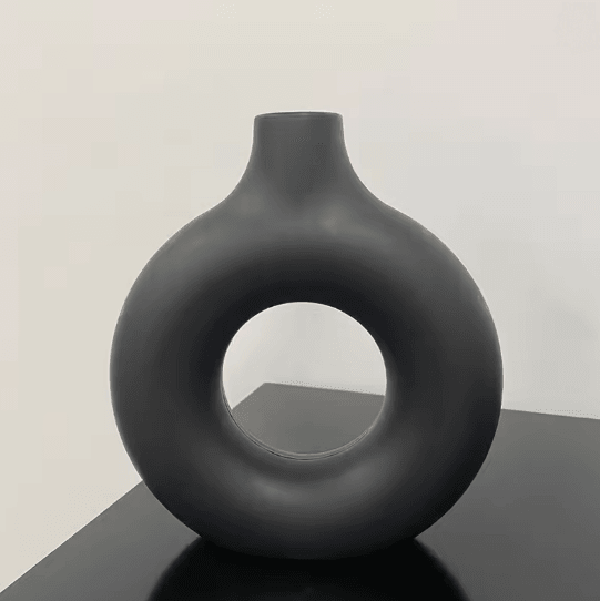 Donut Flower Vase Circle Shaped Matte Plastic with Sculptural Design