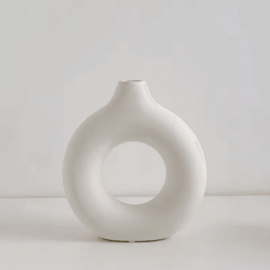 Donut Flower Vase Circle Shaped Matte Plastic with Sculptural Design