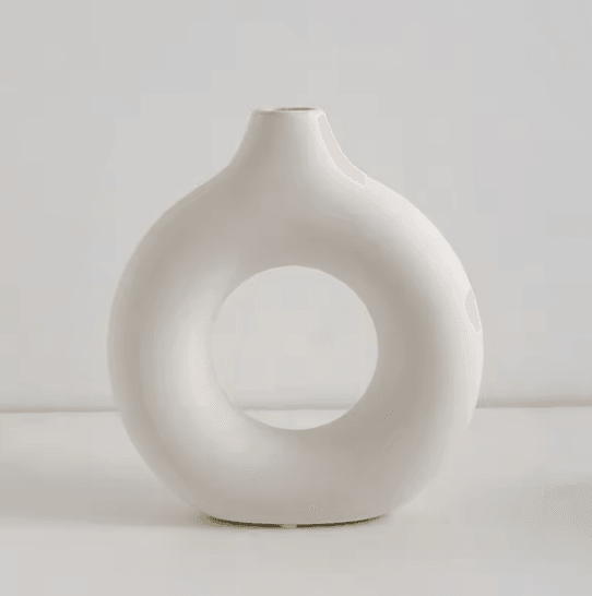 Donut Flower Vase Circle Shaped Matte Plastic with Sculptural Design