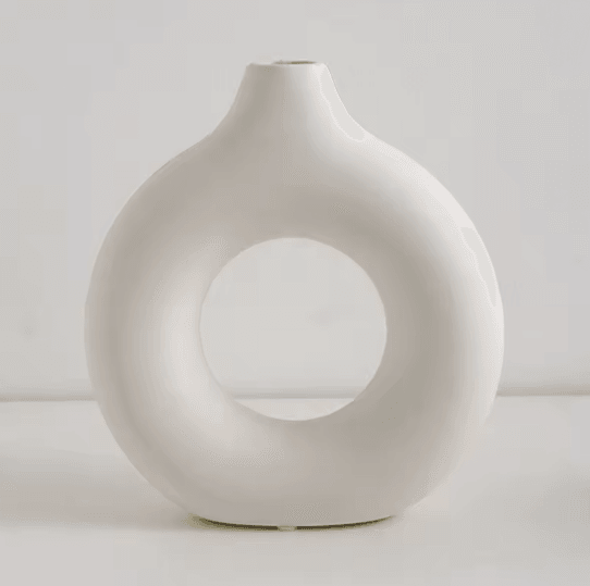 Donut Flower Vase Circle Shaped Matte Plastic with Sculptural Design