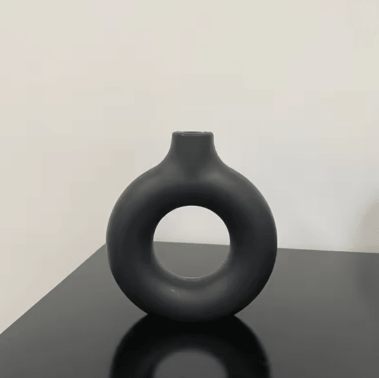 Donut Flower Vase Circle Shaped Matte Plastic with Sculptural Design
