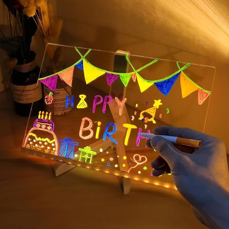 DoodleGlow Drawing Pad | Clear Lit Panel And Seven Pens