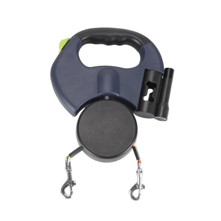 Double Retractable Dog Lead | Twin Cords, Clip-On Torch