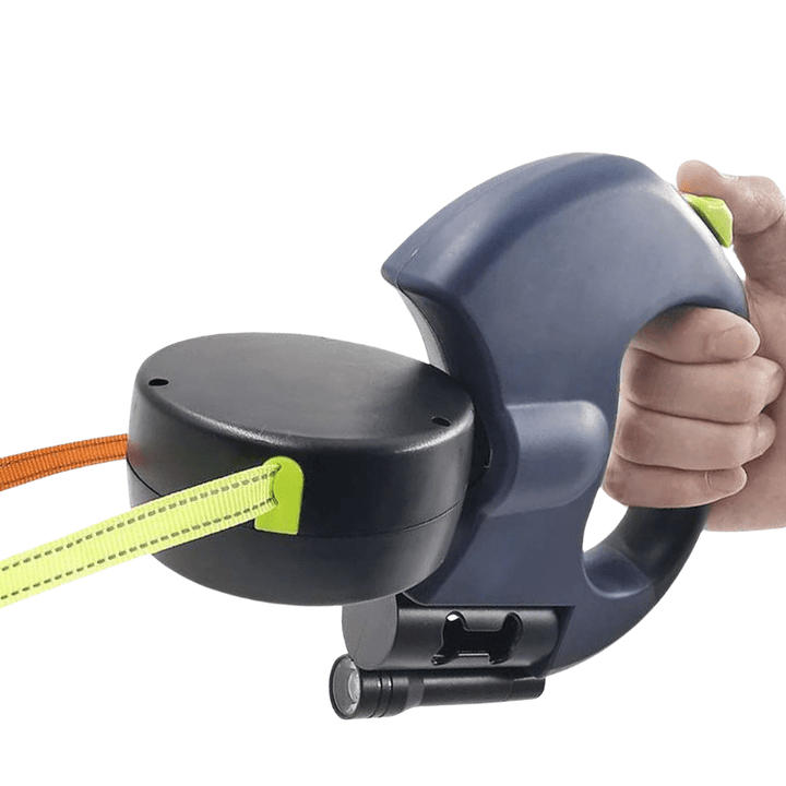 Double Retractable Dog Lead | Twin Cords, Clip-On Torch