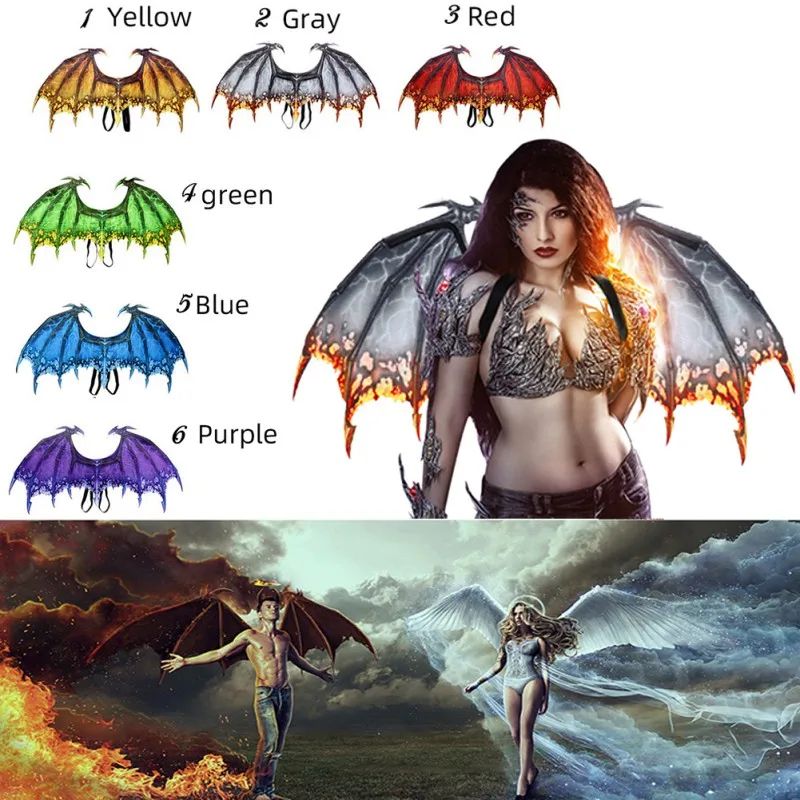 Dragon Wing Costume Accessory Halloween Cosplay | Lightweight Fantasy Design, Fits Adults &amp; Kids | Reusable Fancy Dress Wings