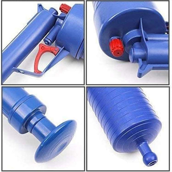 Drain Cleaner Tool PowerBlast Air-Powered | 4 Head Attachments for Sinks Toilets Tubs | Chemical-Free High-Pressure Blast
