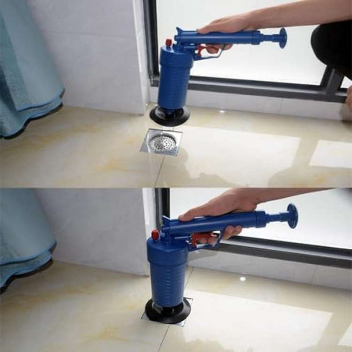 Drain Cleaner Tool PowerBlast Air-Powered | 4 Head Attachments for Sinks Toilets Tubs | Chemical-Free High-Pressure Blast