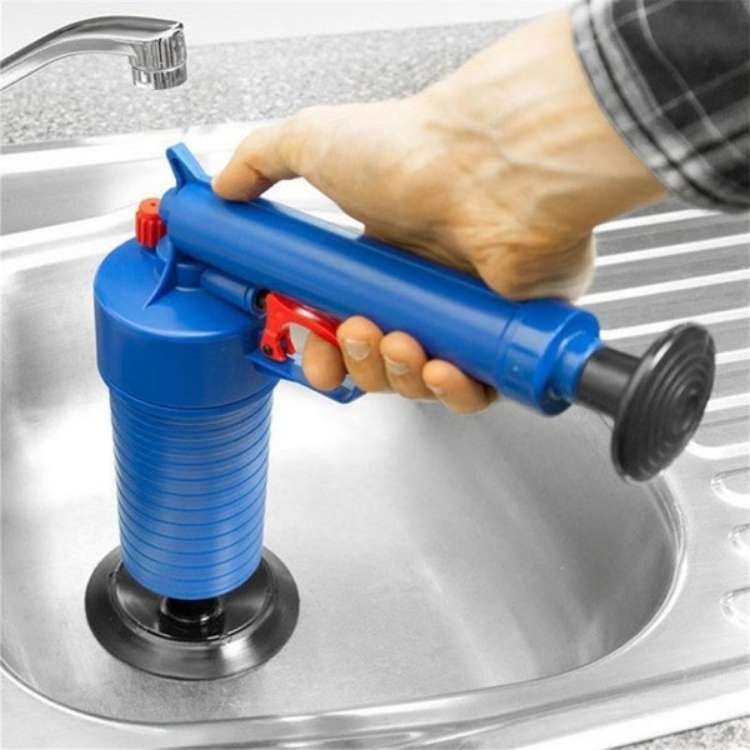 Drain Cleaner Tool PowerBlast Air-Powered | 4 Head Attachments for Sinks Toilets Tubs | Chemical-Free High-Pressure Blast