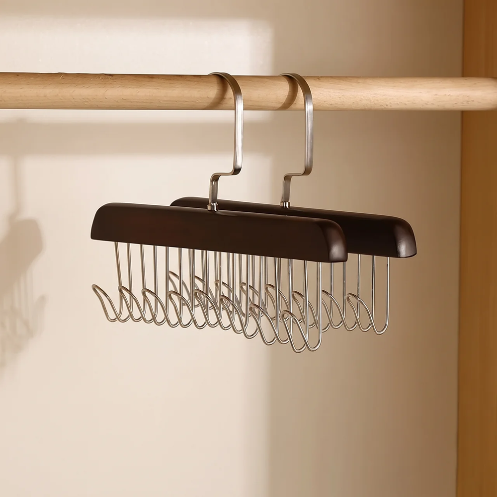 Dress Hanger | Twin Staggered Hook Rows, Swivel Top Hook