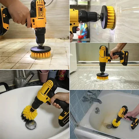 Drill Brush Set Universal Multi-Head Polypropylene with Extension Rod