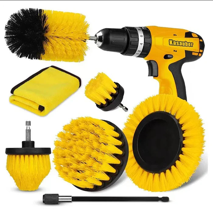 Drill Brush Set Universal Multi-Head Polypropylene with Extension Rod