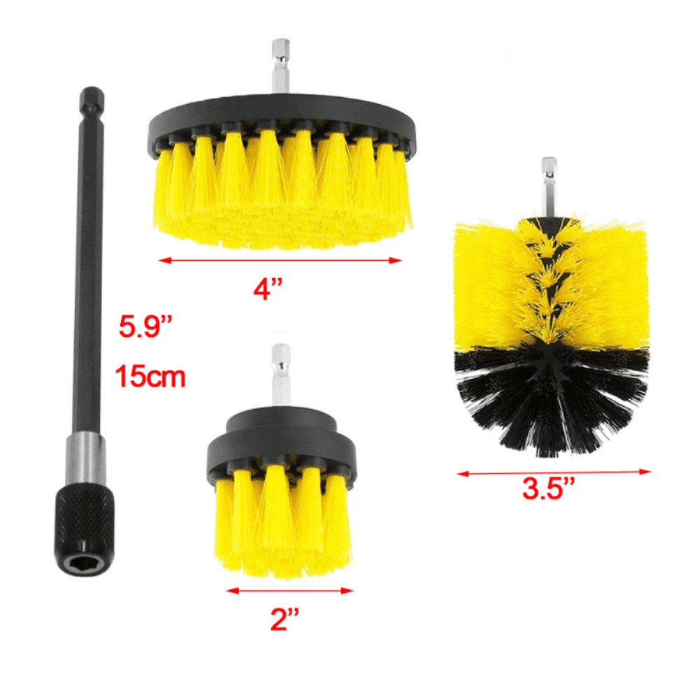 Drill Cleaning Brush Set Nylon | 12 Interchangeable Heads for Hex Shank Drills &amp; Screwdrivers | Scratch-Free Deep Clean