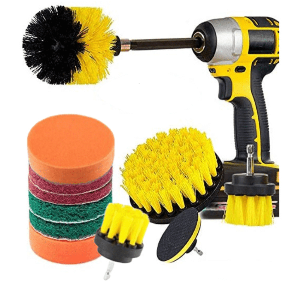 Drill Cleaning Brush Set Nylon | 12 Interchangeable Heads for Hex Shank Drills &amp; Screwdrivers | Scratch-Free Deep Clean