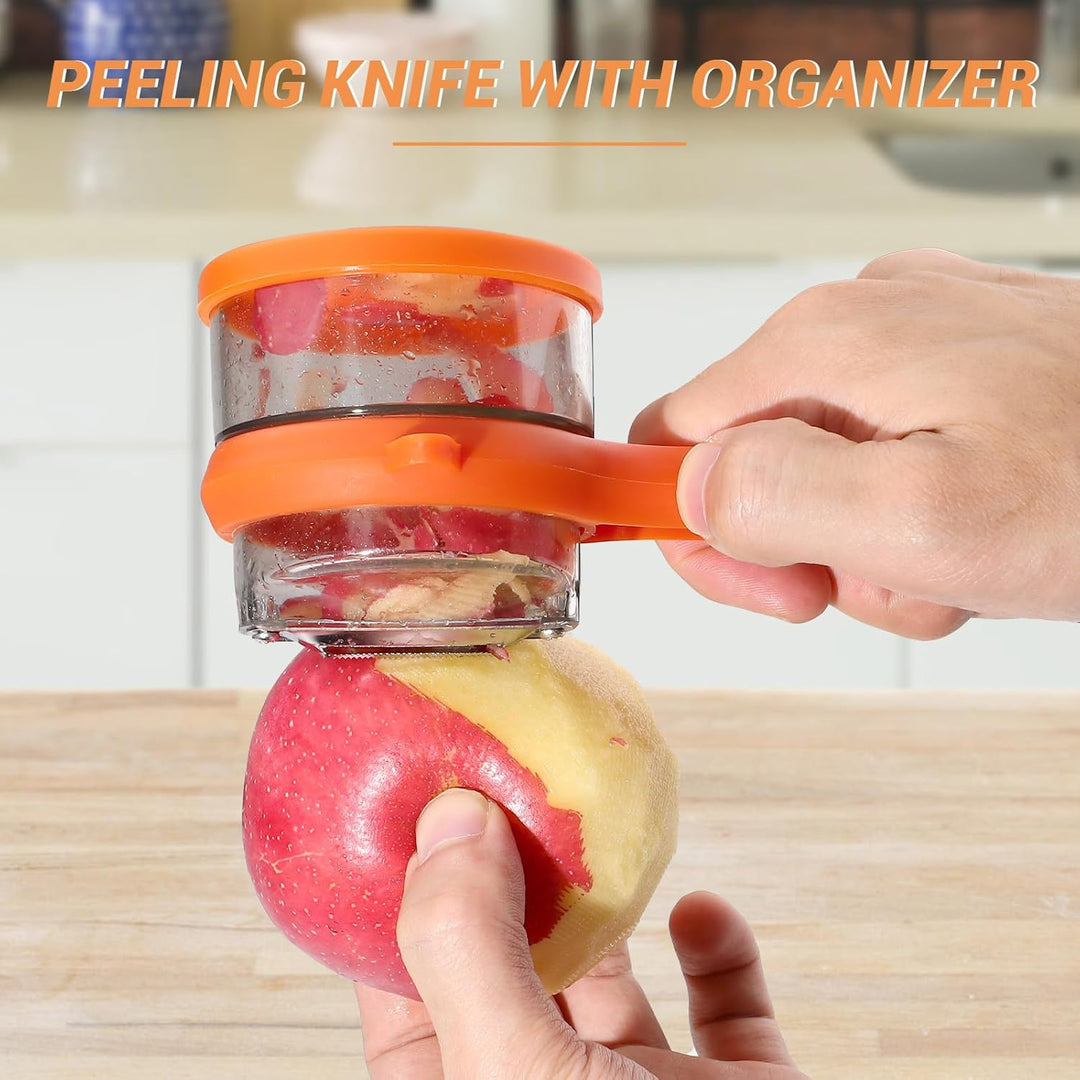Dual Blade Vegetable Peeler Stainless Steel | Built-In Peel Catcher &amp; Two Interchangeable Heads | Ergonomic Ambidextrous Grip