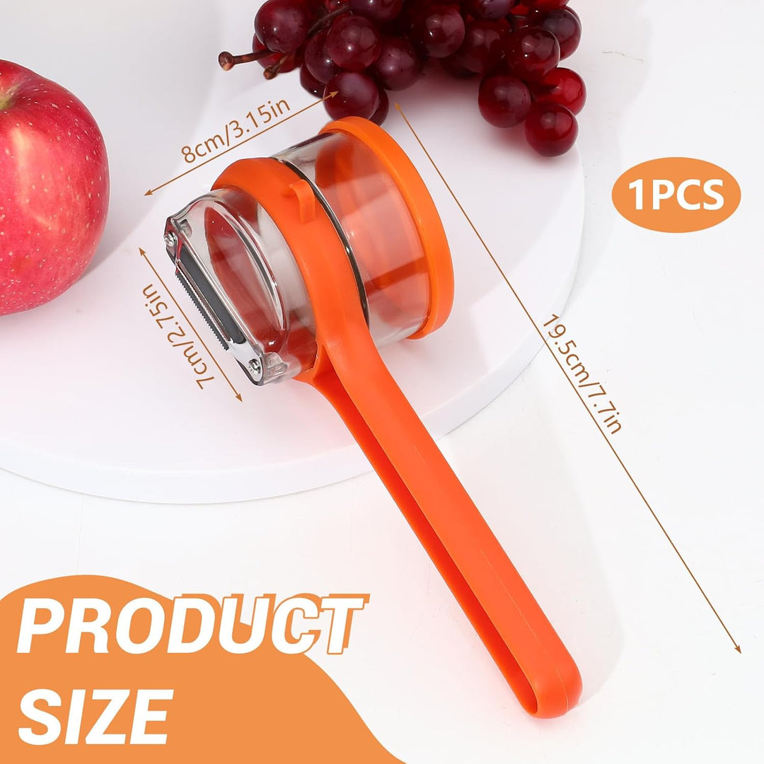 Dual Blade Vegetable Peeler Stainless Steel | Built-In Peel Catcher &amp; Two Interchangeable Heads | Ergonomic Ambidextrous Grip