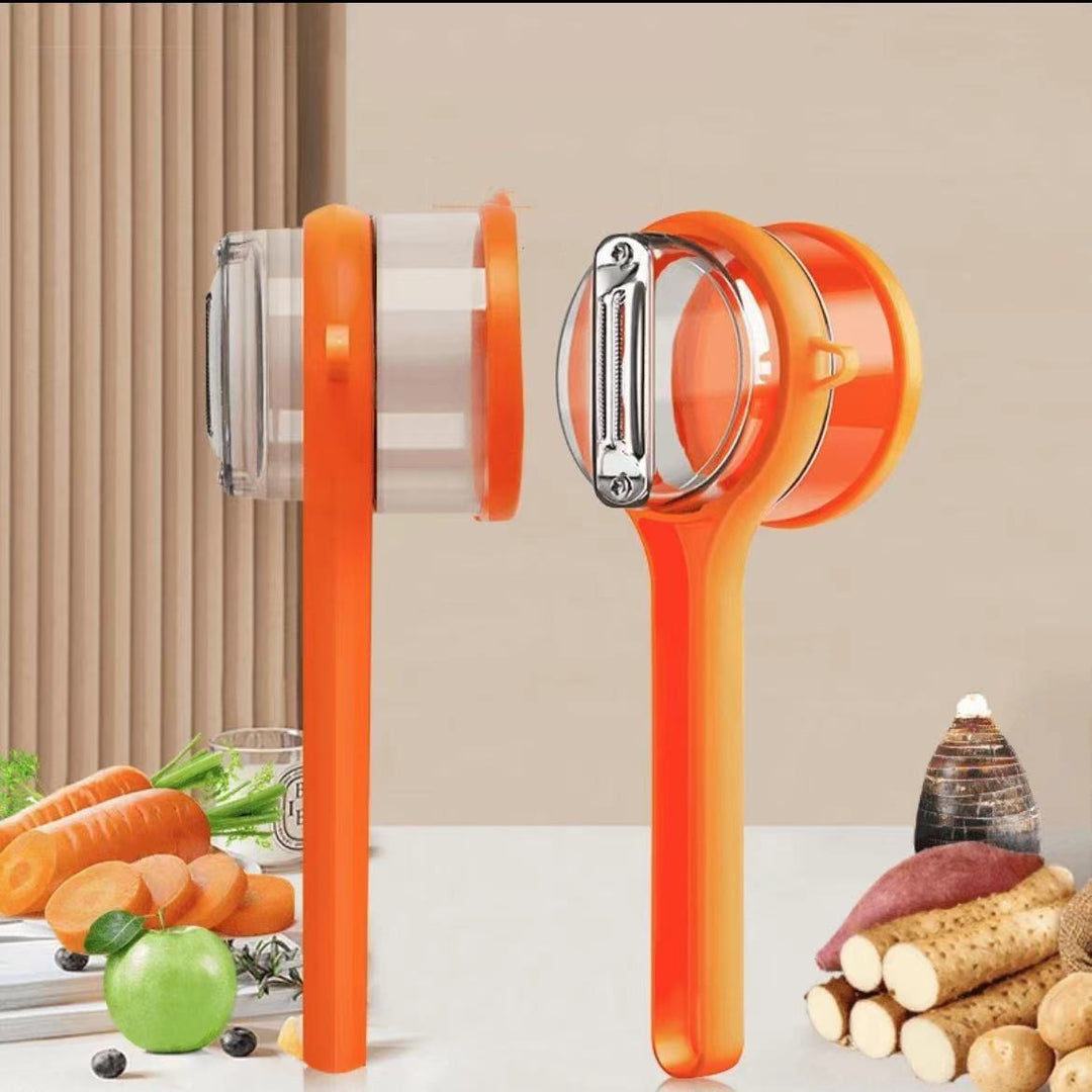 Dual Blade Vegetable Peeler Stainless Steel | Built-In Peel Catcher &amp; Two Interchangeable Heads | Ergonomic Ambidextrous Grip