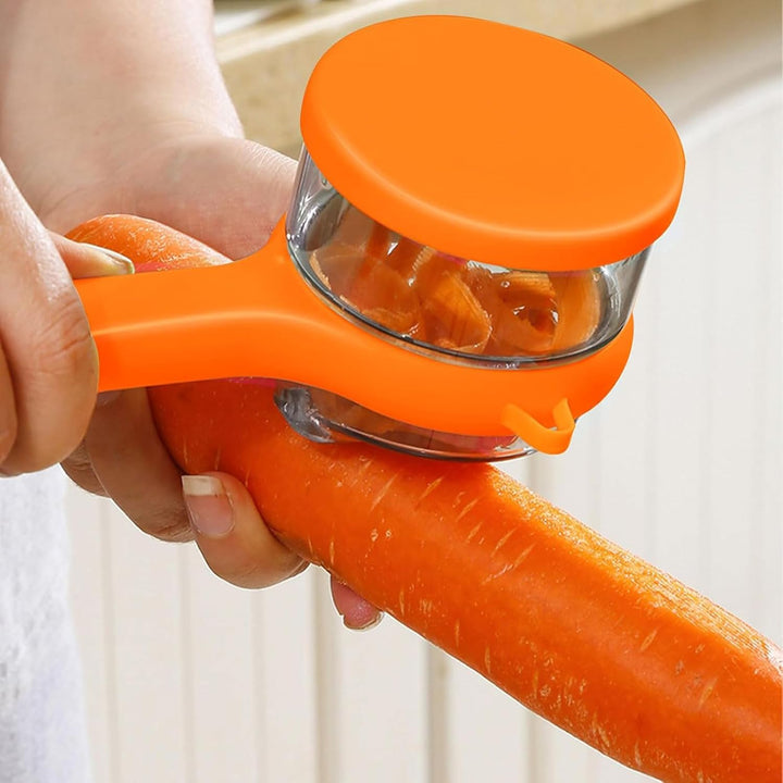 Dual Blade Vegetable Peeler Stainless Steel | Built-In Peel Catcher &amp; Two Interchangeable Heads | Ergonomic Ambidextrous Grip