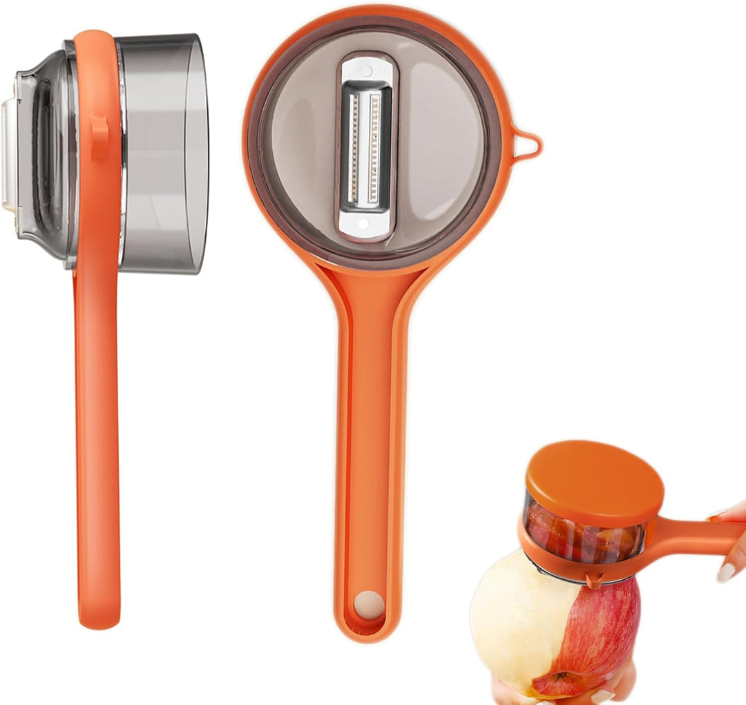 Dual Blade Vegetable Peeler Stainless Steel | Built-In Peel Catcher &amp; Two Interchangeable Heads | Ergonomic Ambidextrous Grip