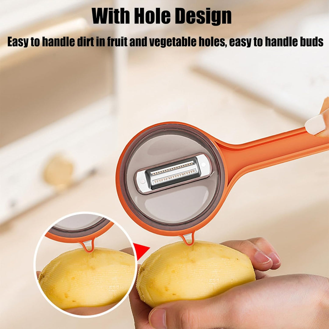 Dual Blade Vegetable Peeler Stainless Steel | Built-In Peel Catcher &amp; Two Interchangeable Heads | Ergonomic Ambidextrous Grip
