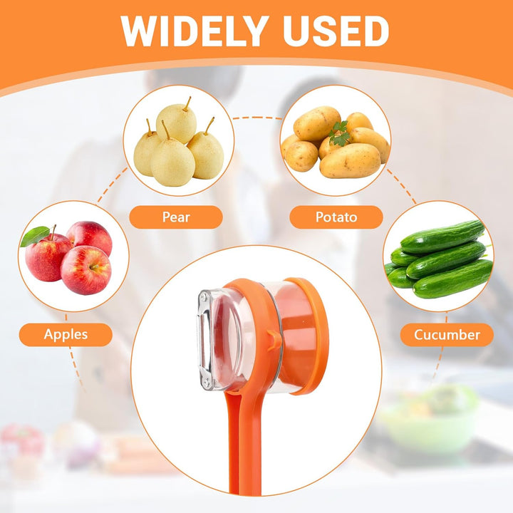 Dual Blade Vegetable Peeler Stainless Steel | Built-In Peel Catcher &amp; Two Interchangeable Heads | Ergonomic Ambidextrous Grip